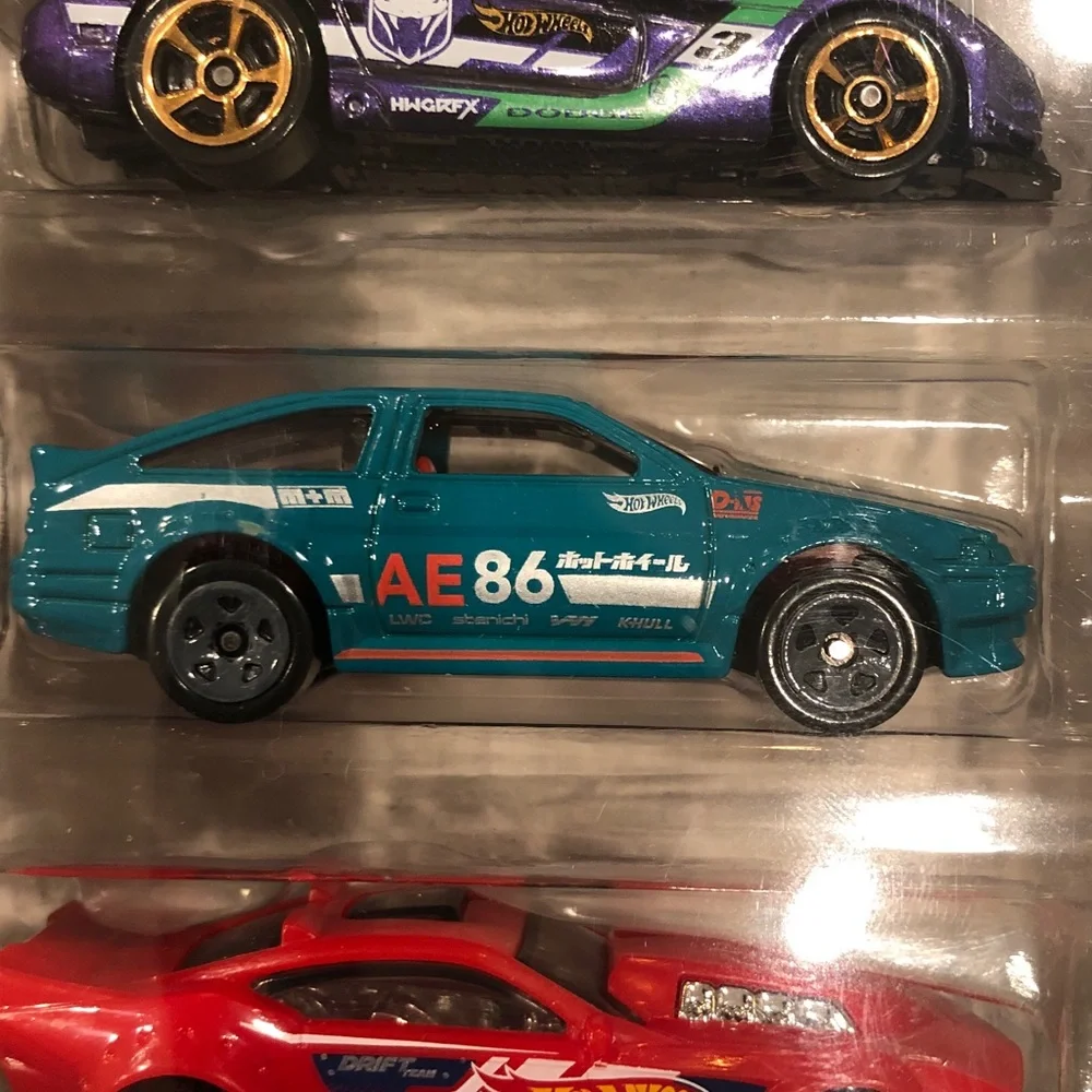 Mattel Hot Wheels Drift Car Set - Blue, Red, White, Yellow